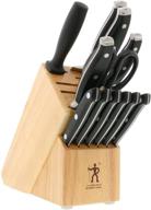 🔪 premium henckels forged premio 13-pc knife set: chef, paring, utility & steak knives with block - light brown & durable stainless steel logo