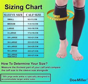 img 3 attached to 🧦 Doc Miller Calf Compression Sleeve - 1 Pair | 15-20mmHg | Stylish Medical Grade Socks for Travel, DVT Surgery Recovery, Maternity, Shin Splints, Varicose Veins | Men & Women (Black, Large)