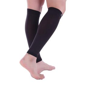 img 2 attached to 🧦 Doc Miller Calf Compression Sleeve - 1 Pair | 15-20mmHg | Stylish Medical Grade Socks for Travel, DVT Surgery Recovery, Maternity, Shin Splints, Varicose Veins | Men & Women (Black, Large)