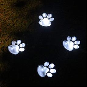 img 2 attached to 🐾 Outdoor LED Solar Garden Path Lawn Yard Decor Lamp with Solar Dog Cat Animal Paw Print Lights - Solar Paw