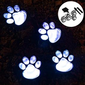 img 4 attached to 🐾 Outdoor LED Solar Garden Path Lawn Yard Decor Lamp with Solar Dog Cat Animal Paw Print Lights - Solar Paw