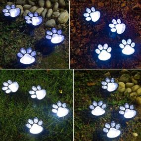 img 3 attached to 🐾 Outdoor LED Solar Garden Path Lawn Yard Decor Lamp with Solar Dog Cat Animal Paw Print Lights - Solar Paw