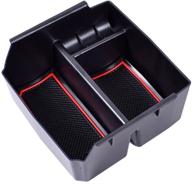 🚙 edbetos center console organizer tray for jeep wrangler jk/jku rubicon sport sahara accessories - armrest storage glove box (red trim), 2011-2018 logo