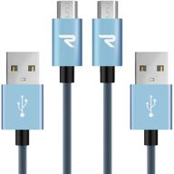 🔵 rampow плетеный микро usb-кабель [2 шт. 3.3 фута] - быстрая зарядка, совместима с samsung galaxy s7/s6, sony, htc, moto и др. - синий логотип