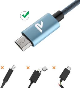 img 2 attached to 🔵 RAMPOW Плетеный микро USB-кабель [2 шт. 3.3 фута] - Быстрая зарядка, совместима с Samsung Galaxy S7/S6, Sony, HTC, Moto и др. - Синий