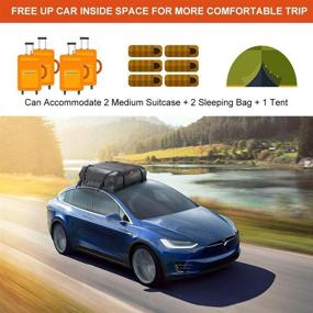 img 3 attached to 🚗 ISWEES Car Top Bag - Waterproof Auto Cargo Carriers Roofbag | Vehicle Truck Automotive Rooftop Luggage Storage Bag with/Without Rack | Universal Fit for SUV, Jeep, Subaru, Toyota | Soft Automobile Roofbag (Black)