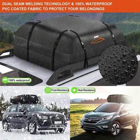 img 2 attached to 🚗 ISWEES Car Top Bag - Waterproof Auto Cargo Carriers Roofbag | Vehicle Truck Automotive Rooftop Luggage Storage Bag with/Without Rack | Universal Fit for SUV, Jeep, Subaru, Toyota | Soft Automobile Roofbag (Black)