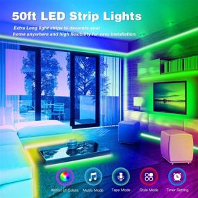 img 3 attached to 🌈 Enhance Your Bedroom Ambience with 50ft LED Lights: FONEWE Music Sync Color Changing Light Strips with APP and Remote Control