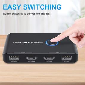 img 1 attached to ABLEWE KVM Switch HDMI 2 Port Box - Share 🔀 Keyboard, Mouse, Printer, and HD Monitor between 2 Computers, UHD 4K@60Hz Support