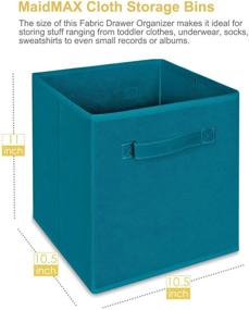img 2 attached to 🔵 MaidMAX Cloth Storage Bins: A Set of 6 Foldable Collapsible Fabric Cubes in Teal with Dual Handles for Easy Organization