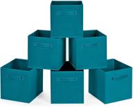 🔵 maidmax cloth storage bins: a set of 6 foldable collapsible fabric cubes in teal with dual handles for easy organization logo