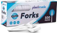🍴 [500 count] plastimade white heavyweight plastic forks, perfect for weddings, catering, parties, buffets, events, or daily use, pack of 1 logo