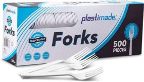 img 4 attached to 🍴 [500 Count] Plastimade White Heavyweight Plastic Forks, Perfect for Weddings, Catering, Parties, Buffets, Events, or Daily Use, Pack of 1