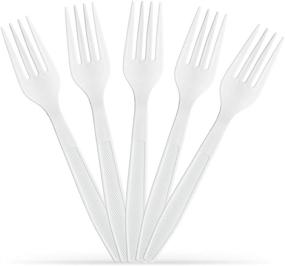 img 3 attached to 🍴 [500 Count] Plastimade White Heavyweight Plastic Forks, Perfect for Weddings, Catering, Parties, Buffets, Events, or Daily Use, Pack of 1