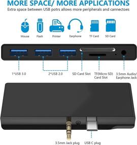 img 3 attached to Enhance Your Surface Go/Go 2 Experience with the 6-in-2 USB C Docking Station: USB 3.0, USB 2.0, SD/TF Card Reader, and More!