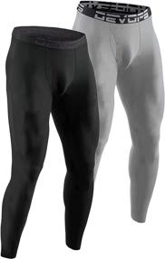 img 4 attached to 👖 2 Pack of DEVOPS Men's Thermal Compression Pants: High-Performance Athletic Leggings Base Layer Bottoms
