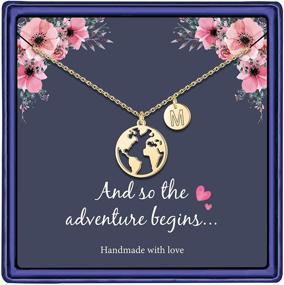 img 4 attached to 🎓 14K Gold Plated Graduation Necklace Disc: Personalized Initialed & Earth Map Pendant | Perfect Graduation Gifts for Her