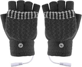 img 3 attached to USB Heated Gloves for Women and Men - Full and Half Fingerless Winter Mittens for Warm Hands, Ideal for Laptop Use