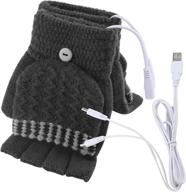 usb heated gloves for women and men - full and half fingerless winter mittens for warm hands, ideal for laptop use logo