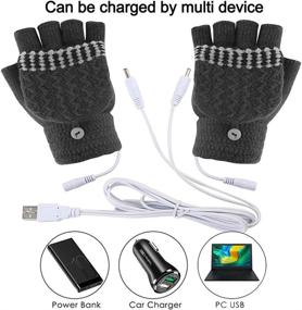 img 2 attached to USB Heated Gloves for Women and Men - Full and Half Fingerless Winter Mittens for Warm Hands, Ideal for Laptop Use