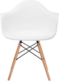 img 2 attached to White Mid-Century Modern Vortex Arm Side Chairs with Natural Wood 🪑 Legs for Kitchen, Living Room and Dining Room - Set of 2