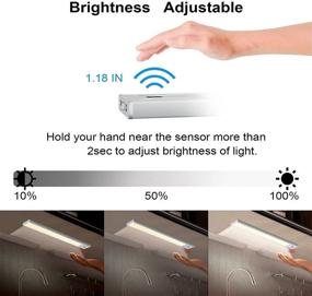 img 2 attached to Silver Dimmable Ralbay Closet Lights - Hand Wave Activated, USB Rechargeable Wireless Under Cabinet Lights, 11.8 Inch Counter Light for Stairs, Wardrobe, Kitchen, Hallway - 3 Pack