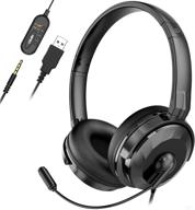 🎧 npet ch10 usb headset with noise cancelling microphone & audio controls, 3.5mm audio jack computer headphones for pc, tablet, skype, webinar, cell phone, all-day comfort design logo