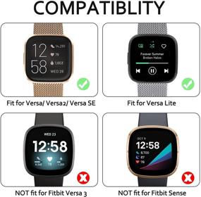 img 3 attached to 💪 Tobfit [2 Pack] Metal Bands Compatible with Fitbit Versa 2, with [2 x TPU Screen Protector Case] Full Coverage, Stainless Steel Adjustable Magnetic Bracelet Wristbands - Black & Silver, Large