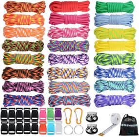 img 4 attached to 🧵 550 Paracord Crafting Kit - WEREWOLVES Survival Cord DIY Weaving Bundle with Buckles, Key Rings, Carabiner, Whistle, Soft Tape Measure