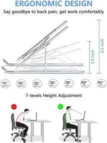 img 3 attached to 💻 Laptop Stand, Aenfor Portable Aluminum Laptop Mount Holder with 7 Height Adjustment Levels, Compatible with MacBook Air Pro, Dell XPS, HP, Lenovo & More 10-15.6” Laptops - Silver