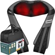 shiatsu neck shoulder back massager: deep tissue pain relief & gift for dad mom men women. with heat. perfect for home office car. includes carry bag. logo