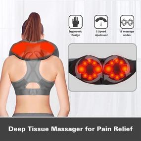 img 2 attached to Shiatsu Neck Shoulder Back Massager: Deep Tissue Pain Relief & Gift for Dad Mom Men Women. With Heat. Perfect for Home Office Car. Includes Carry Bag.