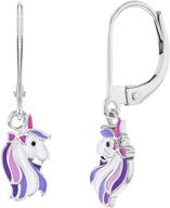 🦄 925 sterling silver purple unicorn dangle earrings for girls (7-17 years old) - secure & comfortable leverbacks - animal lover jewelry perfect for little girls and pre-teens logo