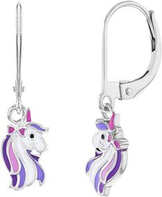 img 4 attached to 🦄 925 Sterling Silver Purple Unicorn Dangle Earrings for Girls (7-17 Years Old) - Secure & Comfortable Leverbacks - Animal Lover Jewelry Perfect for Little Girls and Pre-teens