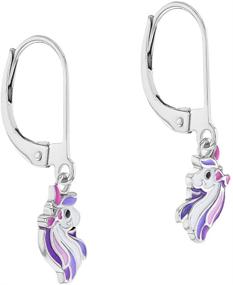 img 3 attached to 🦄 925 Sterling Silver Purple Unicorn Dangle Earrings for Girls (7-17 Years Old) - Secure & Comfortable Leverbacks - Animal Lover Jewelry Perfect for Little Girls and Pre-teens