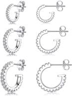 stylish silver hoop earrings: 14k white gold small open hoops with cubic zirconia for women and girls logo