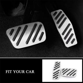 img 1 attached to XITER Non-Drill Anti-Slip Aluminum Gas Brake Pedal Cover Foot Pedal Pads Kit for Chevy Equinox 2017-2020, Cruze 2016-2020, Impala 2014-2020, Blazer 2019-2021 Accessories - Silver