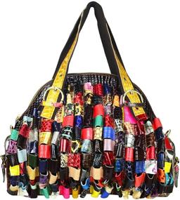 img 4 attached to 👜 Multicolored Designer Purse for Women - Bohemian Patchwork Tote Bag with Vibrant Summer Colors, by Sibalasi