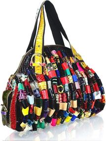 img 3 attached to 👜 Multicolored Designer Purse for Women - Bohemian Patchwork Tote Bag with Vibrant Summer Colors, by Sibalasi