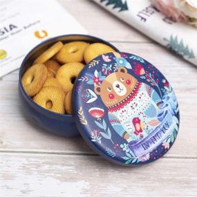 img 3 attached to 🐻 Bossico Small Metal Tin Box: Portable Round Storage Container Tins with Lids for Gift Giving, Office Home Travel Organizing - Bear Design