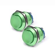 apiele (pack of 2) 19mm momentary push button switch 5a aluminium alloy shell 12v 24v 36 dc 110v 250v ac 5a 1no spst screw terminal (green shell) logo