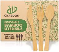 🌿 ökabode 200-pack disposable bamboo utensils - 100% bamboo cutlery, eco-friendly compostable & biodegradable - includes 100 bamboo forks, 50 knives, and 50 spoons (not wooden cutlery) logo