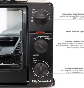 img 2 attached to 🍞 23L Elite Gourmet Counter Top Toaster Oven with Rotisserie, Bake, Grill, Broil, Roast, Toast, Keep Warm and Steam - Black