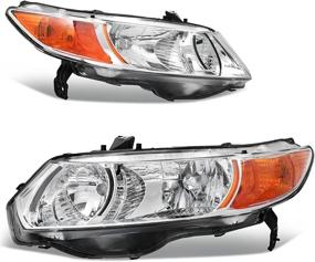 img 4 attached to 🚗 OE Style Replacement Headlamps for 2006-2011 Civic Coupe with Amber Park Lens - AUTOSAVER88 Headlight Assembly