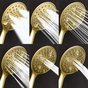 img 2 attached to 🚿 ShowerMaxx Elite Series Handheld Rainfall Shower Head - 6 Spray Settings, 6 inches, Stainless Steel Hose, Polished Brass/Gold Finish