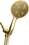 🚿 showermaxx elite series handheld rainfall shower head - 6 spray settings, 6 inches, stainless steel hose, polished brass/gold finish logo