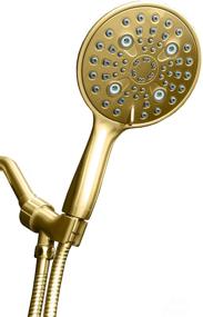 img 4 attached to 🚿 ShowerMaxx Elite Series Handheld Rainfall Shower Head - 6 Spray Settings, 6 inches, Stainless Steel Hose, Polished Brass/Gold Finish