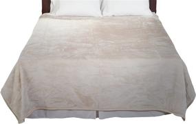 img 4 attached to 🛌 Luxurious Beige Solid Plush Mink Blanket - Soft, Heavy, Thick - 8 lbs