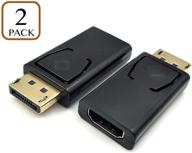 адаптер poyiccot displayport в hdmi: 4k dp в hdmi - женский конвертер, с позолоченным разъемом 1.4v display port в hdmi - черный. логотип