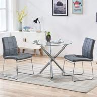 🪑 modern gray faux leather dining chairs: comfortable chrome-legged kitchen & living room chairs - set of 2 logo